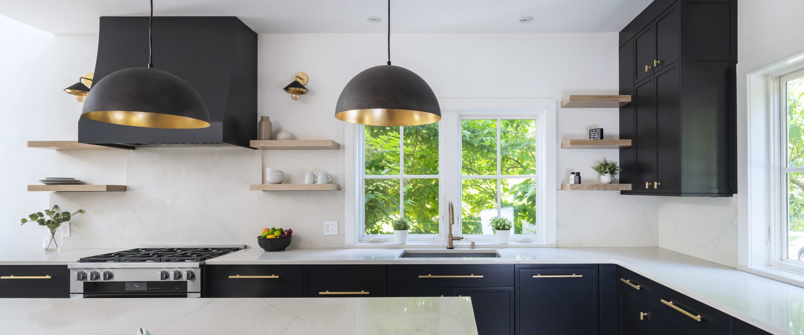 Matte black kitchen remodel with gold accents